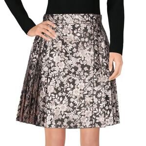 NWT Dolce & Gabbana Metallic Gold Black Pleated Jacquard Mini Skirt IT 42 / US M